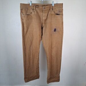 CC Filson Original Dry Tin Cloth Whiskey Brown Tan Canvas Cuffed Pants 38 STAIN